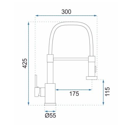 REA-B0417 - Кухонний змішувач COLIN з висувною лійкою, 42,5 см, нікель