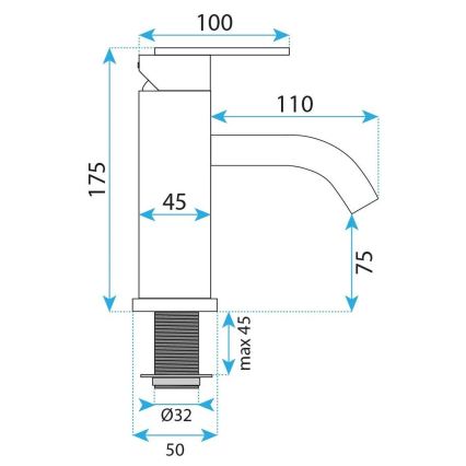 REA-B0970 - Змішувач для умивальника ONTARIO 17,5 cm шліфована мідь