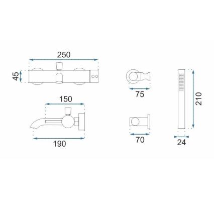 REA-B1115 - Набор для ванны LUNGO, брашированная медь