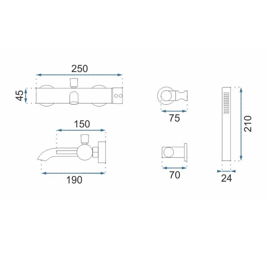 REA-B1115 - Ванний комплект LUNGO, шліфована мідь