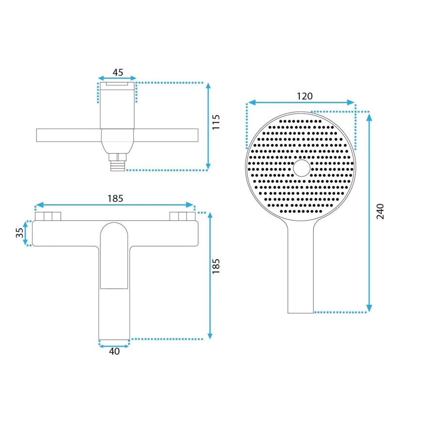 REA-B1156 - Набір для ванни AVALON полірований хром