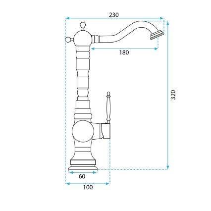 REA-B2500 - Смеситель для умывальника VENICE, 32 см, шлифованное золото