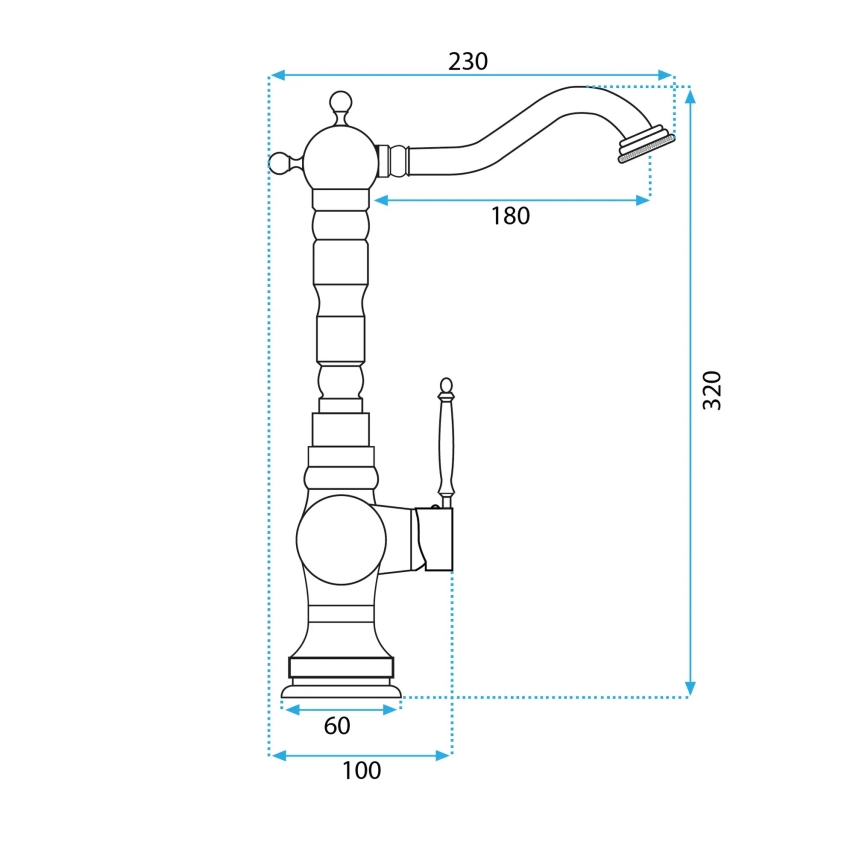 REA-B2500 - Смеситель для умывальника VENICE, 32 см, шлифованное золото