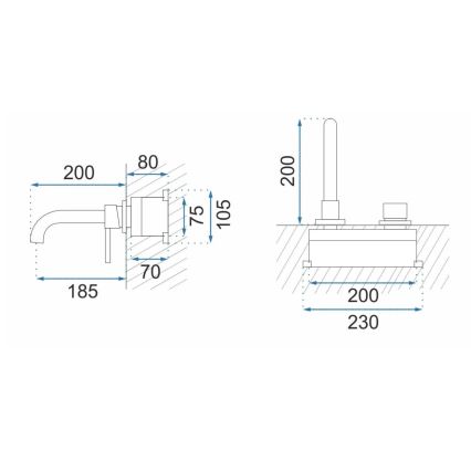 REA-B4109 - Вбудований змішувач для умивальника LUNGO, шліфоване золото