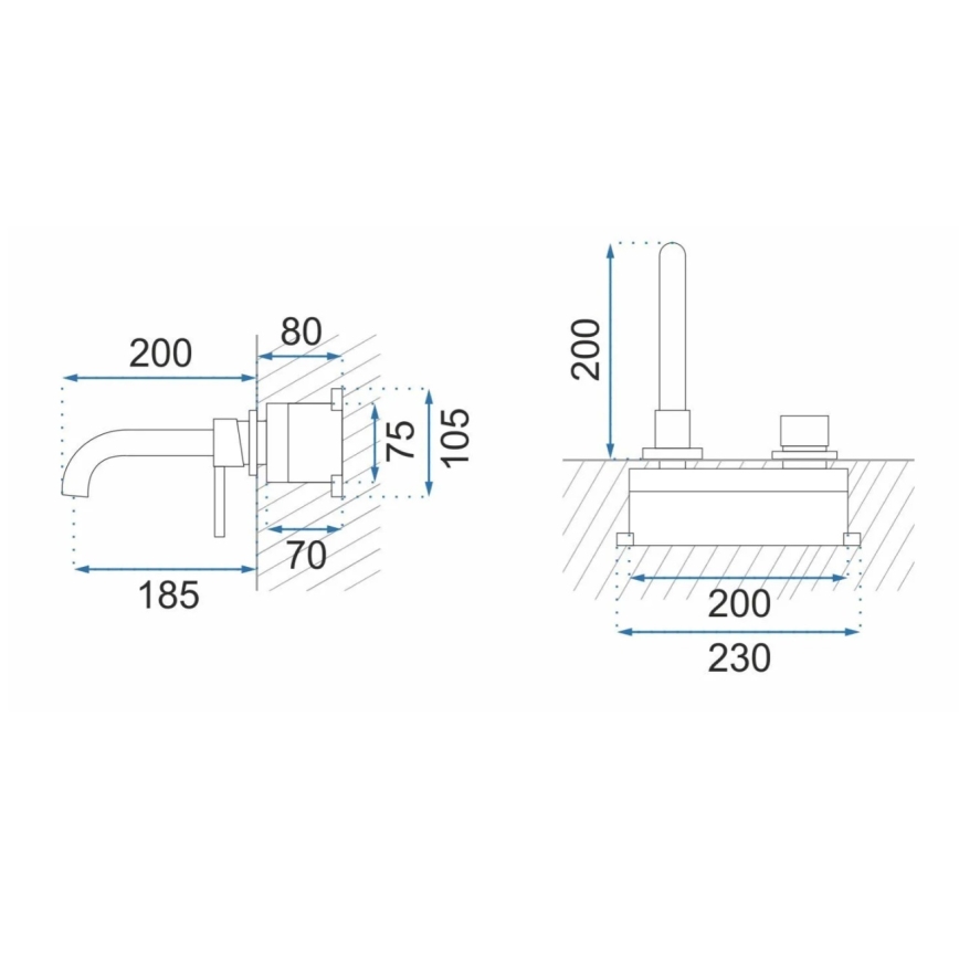 REA-B4109 - Вбудований змішувач для умивальника LUNGO, шліфоване золото