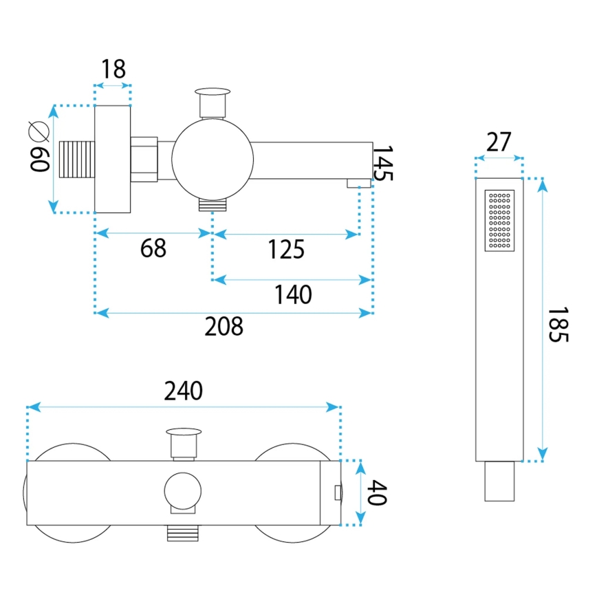 REA-B4523 - Комплект для ванни PIXEL матовий чорний