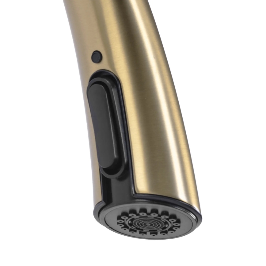 REA-B5312 - Кухонный смеситель для мойки ROSS с выдвижной лейкой, 43 см, сатинированное золото