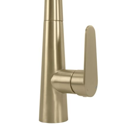 REA-B5312 - Кухонный смеситель для мойки ROSS с выдвижной лейкой, 43 см, сатинированное золото