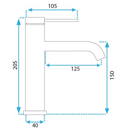 REA-B5324 - Смеситель для раковины CLIF 20,5 см, шлифованная сталь