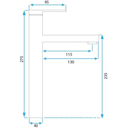 REA-B6215 - Змішувач для умивальника PIXEL 27,5 см золотий