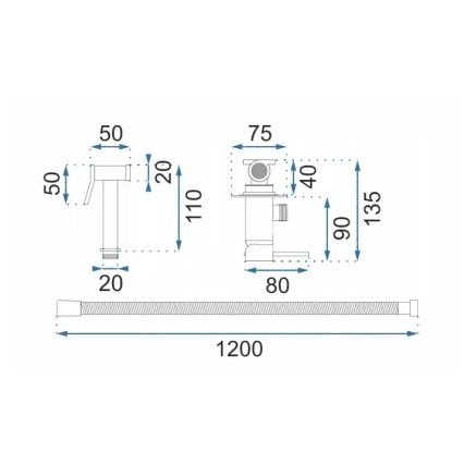 REA-B6311 - Змішувач для біде з ручним душем для прихованого монтажу LUNGO, шліфоване золото