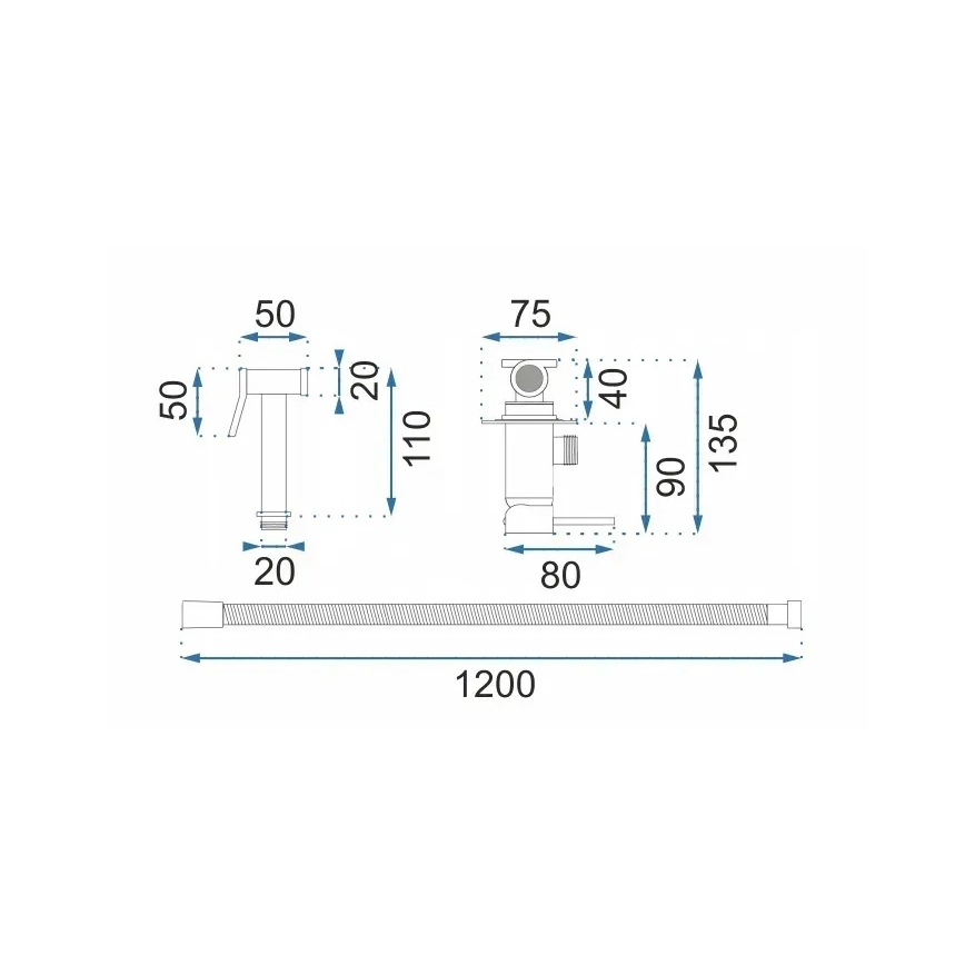 REA-B6311 - Змішувач для біде з ручним душем для прихованого монтажу LUNGO, шліфоване золото