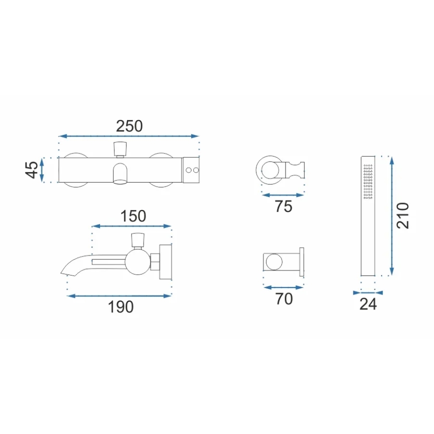 REA-B6641 - Комплект для ванны LUNGO, полированный хром