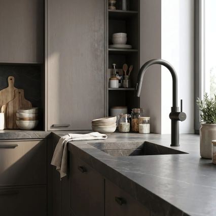 REA-B7200 - Кухонний змішувач з висувною лійкою FRESH 45 см чорний