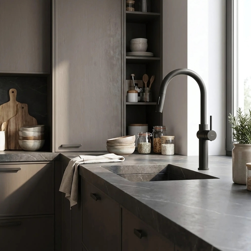 REA-B7200 - Кухонний змішувач з висувною лійкою FRESH 45 см чорний