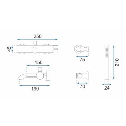 REA-B8030 - Набор для ванны LUNGO, матовый белый