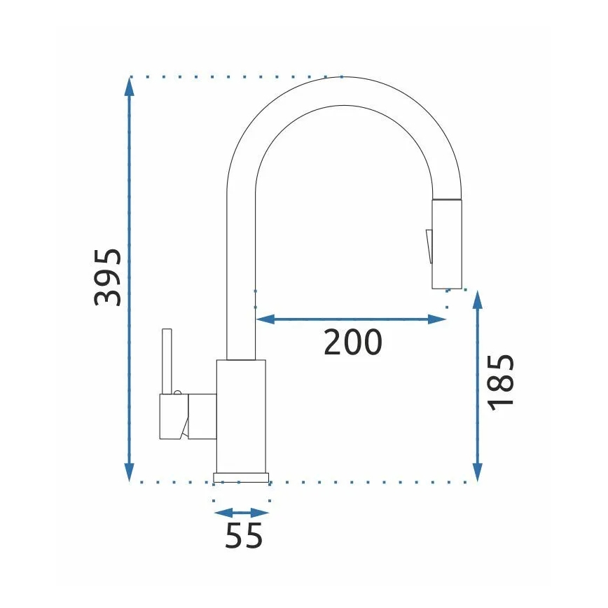 REA-B9146 - Кухонный смеситель с выдвижной лейкой FRESH 39,5 см никель