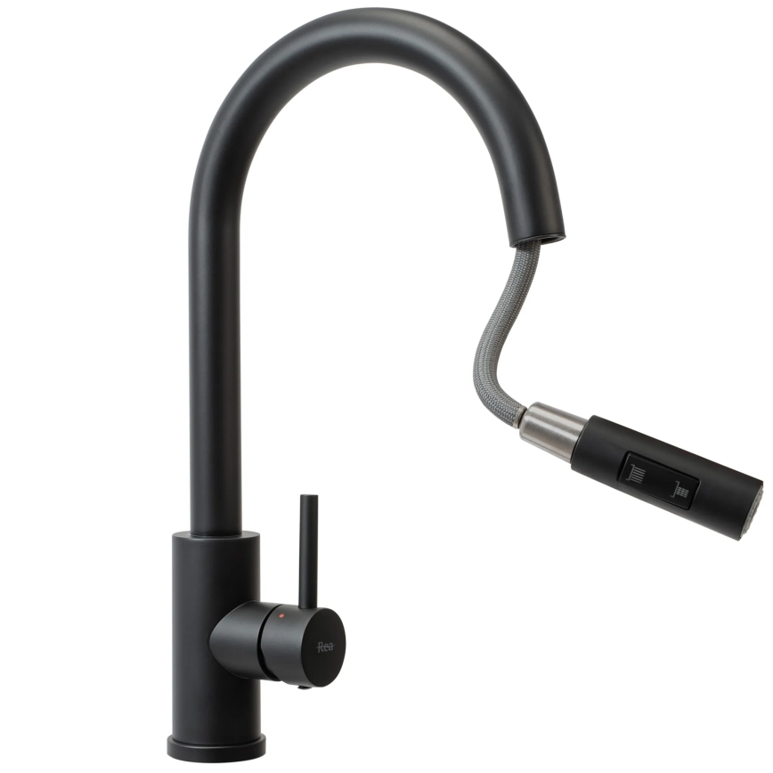 REA-B9147 - Кухонний змішувач з висувною лійкою FRESH 39,5 см матовий чорний