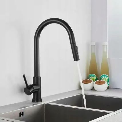 REA-B9147 - Кухонный смеситель с выдвижной лейкой FRESH 39,5 см матовый чёрный