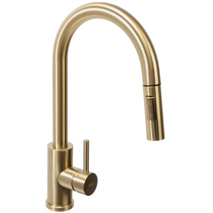 REA-B9148 - Змішувач для мийки FRESH з висувною лійкою, 39,5 см, шліфоване золото