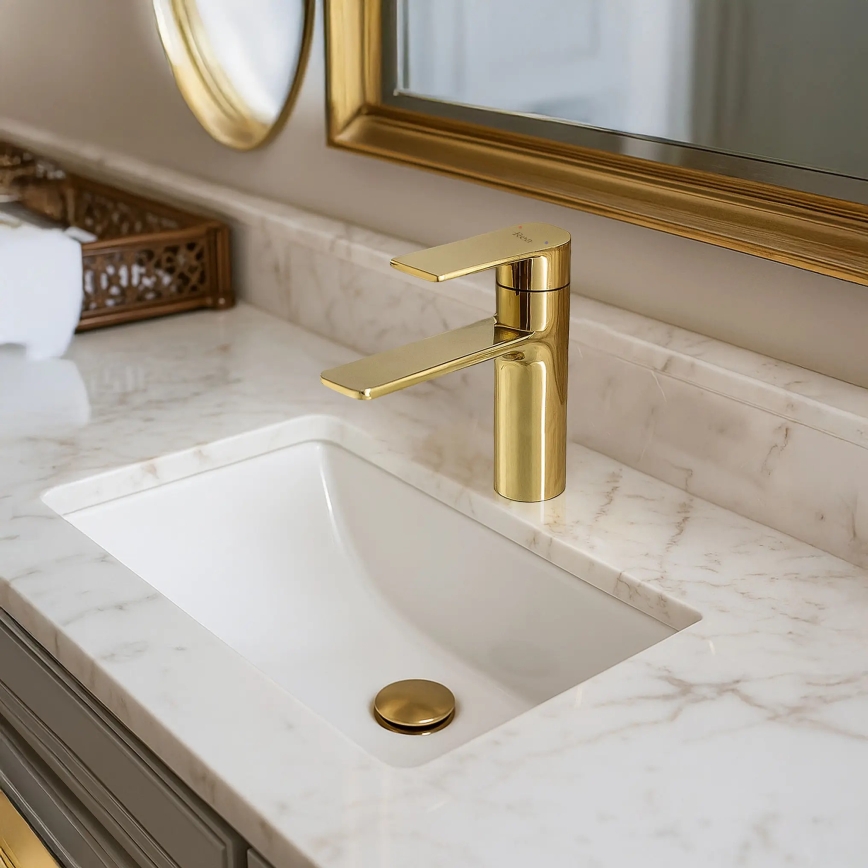 REA-B9981 - Змішувач для умивальника STORM 15 см, золотий