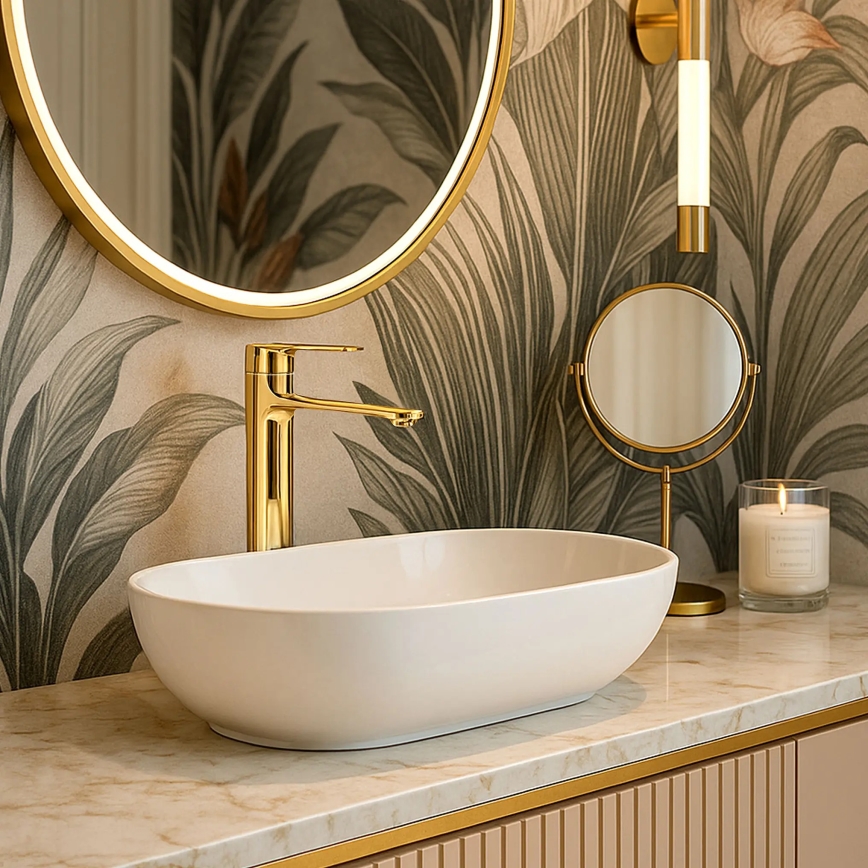 REA-B9983 - Змішувач для умивальника STORM 29,5 см золотий