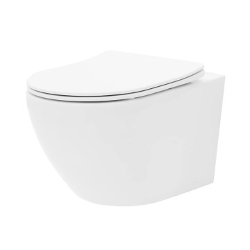 REA-C2760 - Подвесной унитаз с сиденьем CARLO FLAT MINI RIMLESS, керамика, глянцево-белый
