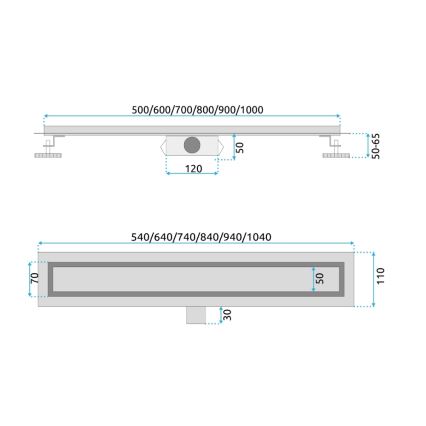 REA-G2502 - Зливний лоток NEOX 70 см, нержавіюча сталь