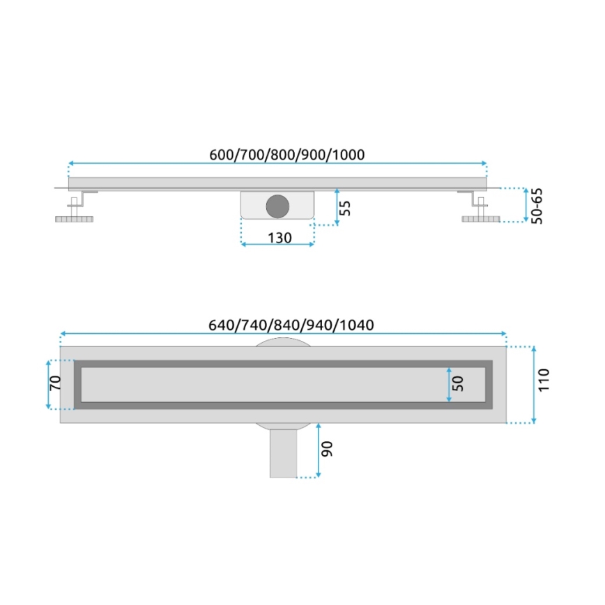REA-G2702 - Зливний жолоб NEOX PRO 70 см нержавіюча сталь/шліфоване золото