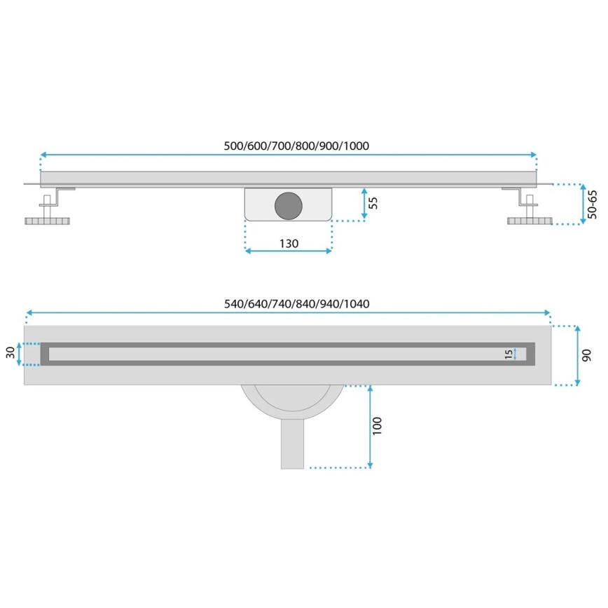 REA-G2710 - Линейный трап NEOX SLIM 80 см, нержавеющая сталь/чёрный