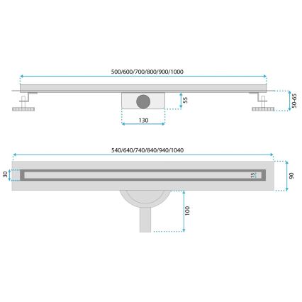 REA-G2714 - Дренажний жолоб NEOX SLIM 70 см нержавіюча сталь/шліфоване золото