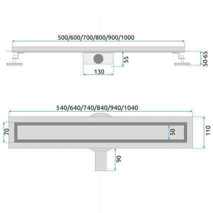 REA-G5806 - Зливний жолоб NEOX PRO 50 см нікель