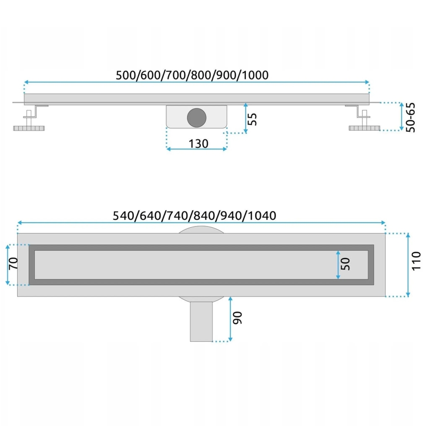 REA-G5810 - Дренажный лоток NEOX PRO 90 см никель