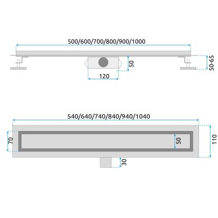 REA-G6602 - Дренажный желоб PURE NEOX 70 cm матовый черный