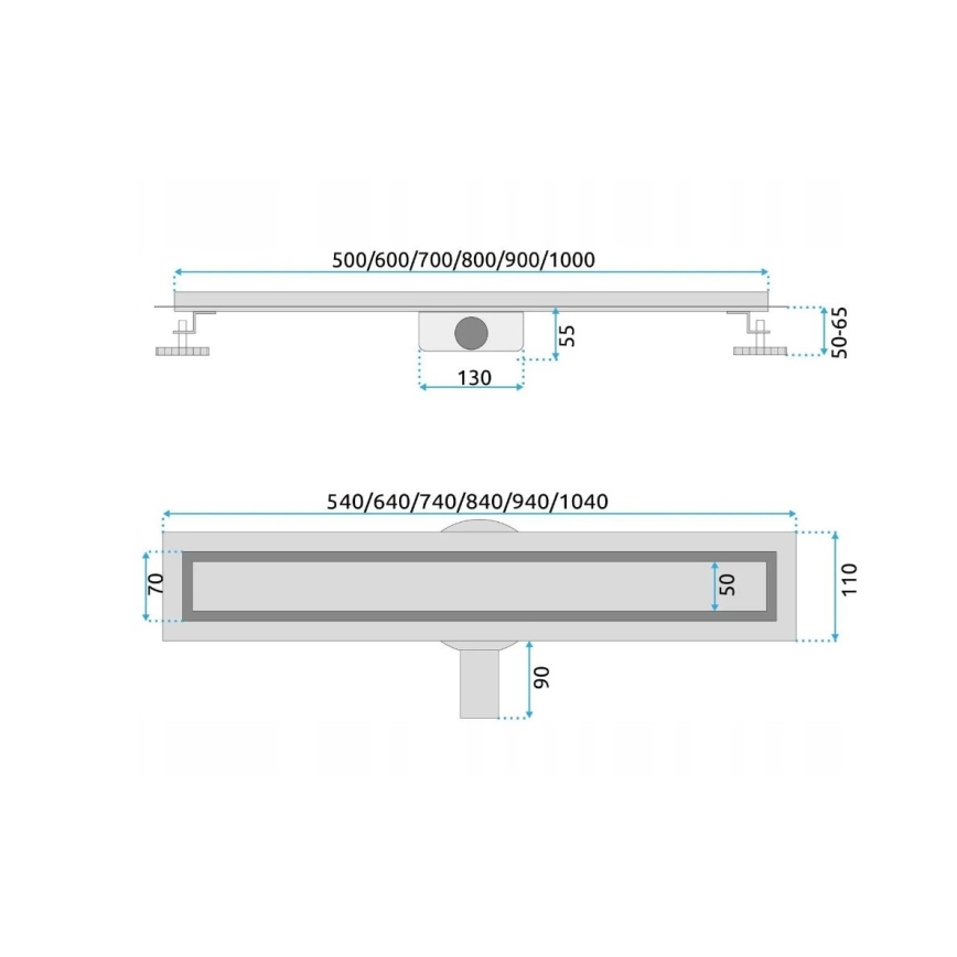 REA-G7802 - Зливний лоток NEOX PRO 70 см нержавіюча сталь/чорний