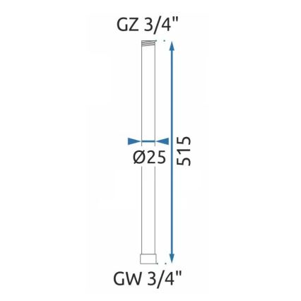 REA-K0881 - Подовжувальна штанга для душового/ванного набору 51,5 см, блискучий хром