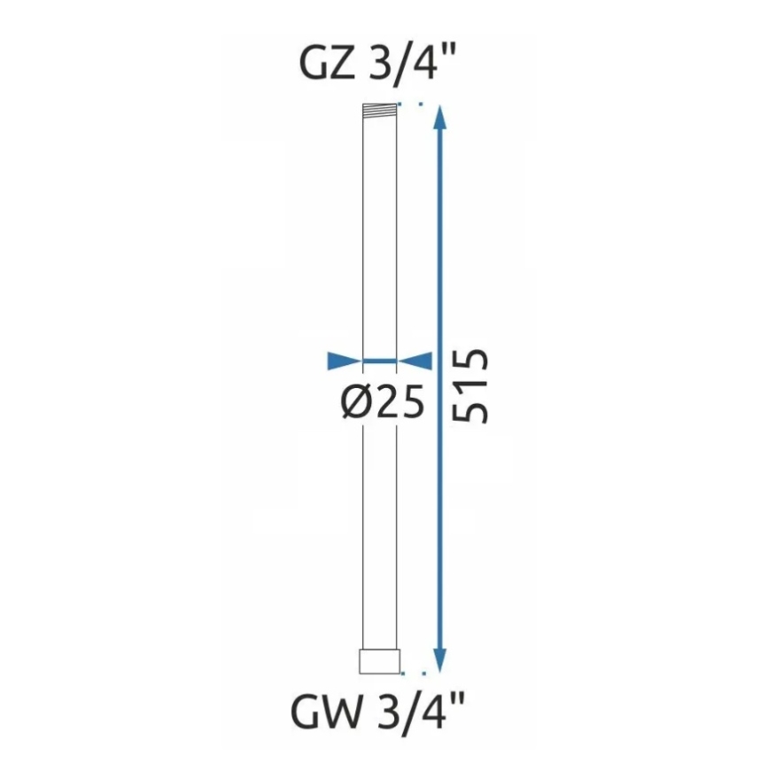 REA-K0881 - Подовжувальна штанга для душового/ванного набору 51,5 см, блискучий хром