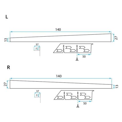 REA-K3218 - Нахилова планка 140 см чорна