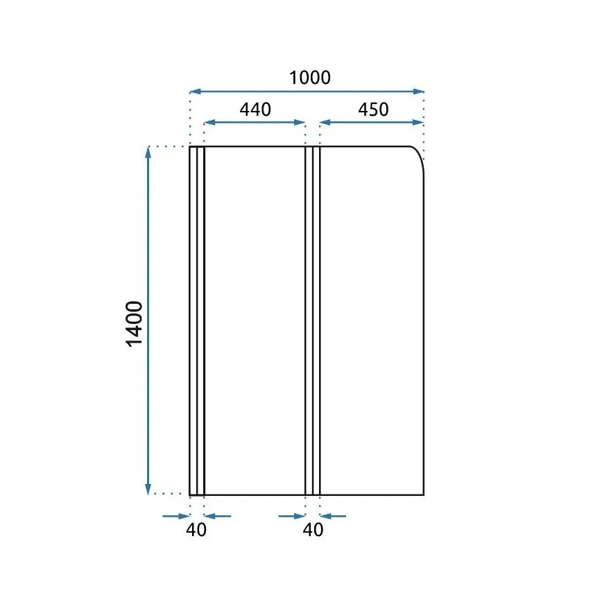REA-K9777 - Складывающаяся ванная перегородка AGAT 140x100 см шлифованная золотая/прозрачная