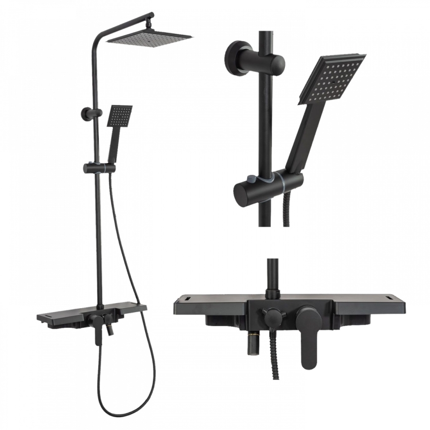 REA-P0636 - Душовий комплект BRAVO, матово-чорний