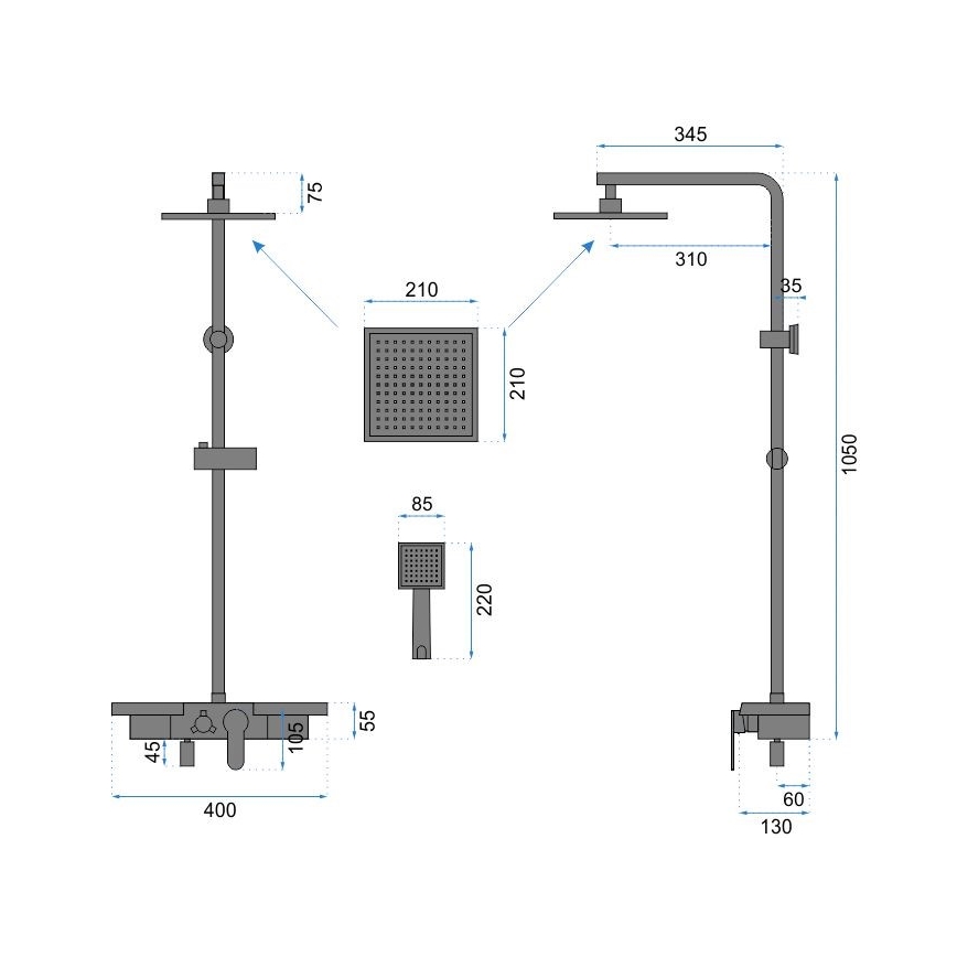 REA-P0636 - Душовий комплект BRAVO, матово-чорний