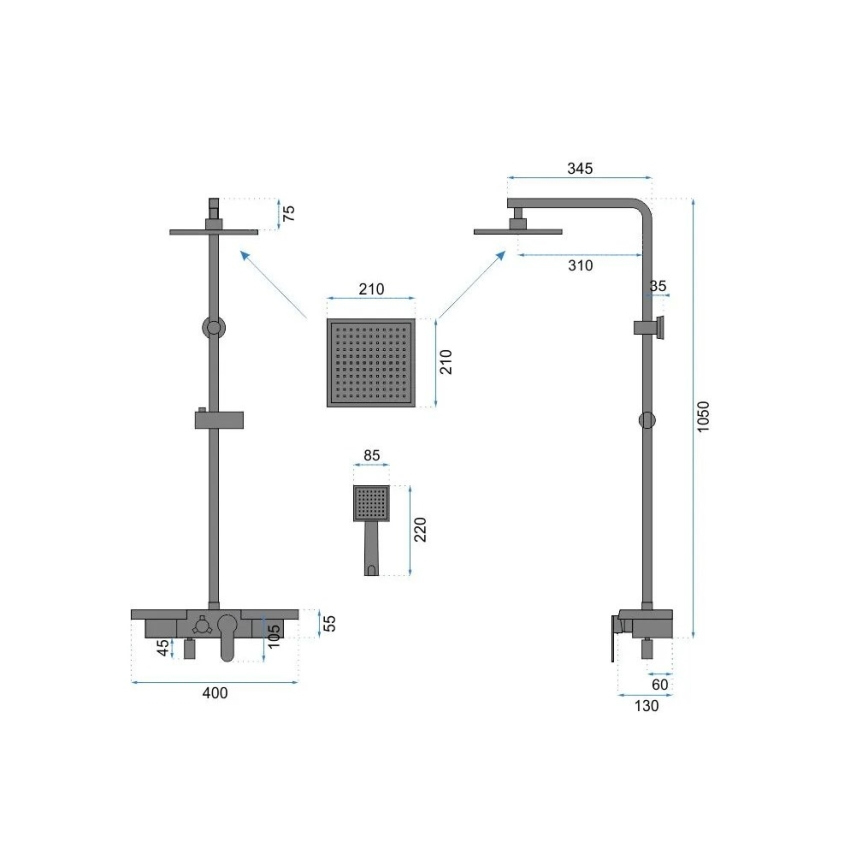 REA-P4121 - Душевой комплект с смесителем BRAVO матовое золото