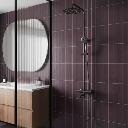 REA-P6386 - Душевой комплект с термостатическим смесителем LUNGO, титановый