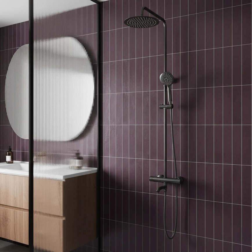 REA-P6386 - Душевой комплект с термостатическим смесителем LUNGO, титановый