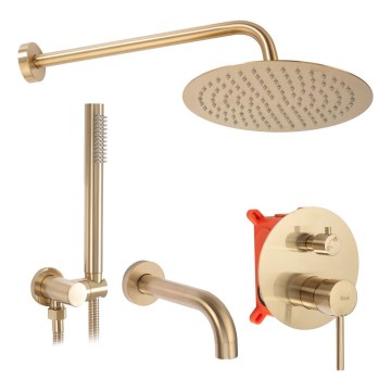 REA-P6609 - Душевая система LUNGO с встраиваемым термостатным смесителем, шлифованное золото