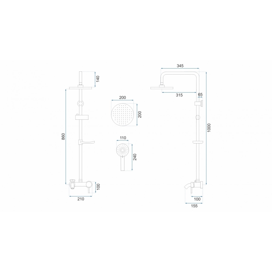 REA-P7005 - Душевой комплект LUIS матовый чёрный