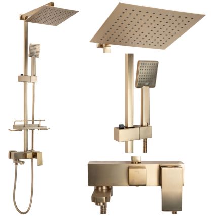 REA-P7050 - Душевой комплект с смесителем JACK, шлифованное золото