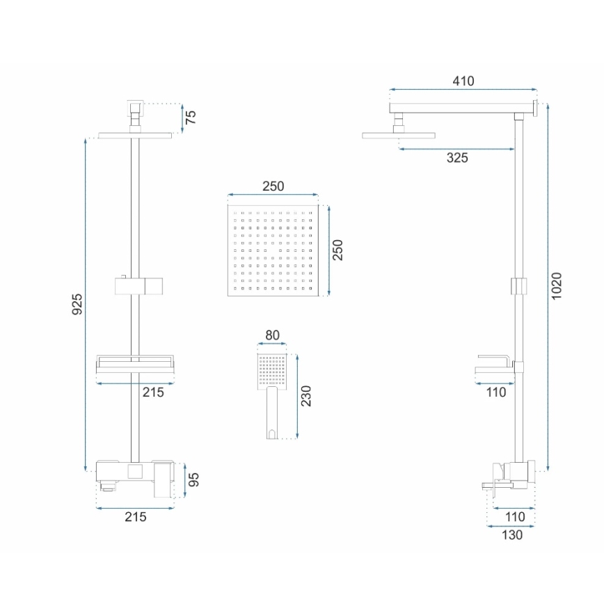 REA-P7050 - Душевой комплект с смесителем JACK, шлифованное золото