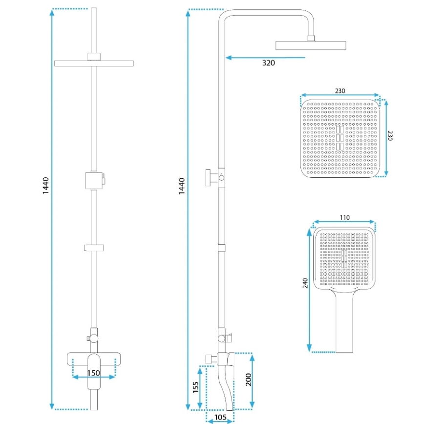 REA-P7841 - Душовий комплект із змішувачем ARGUS, брашоване золото