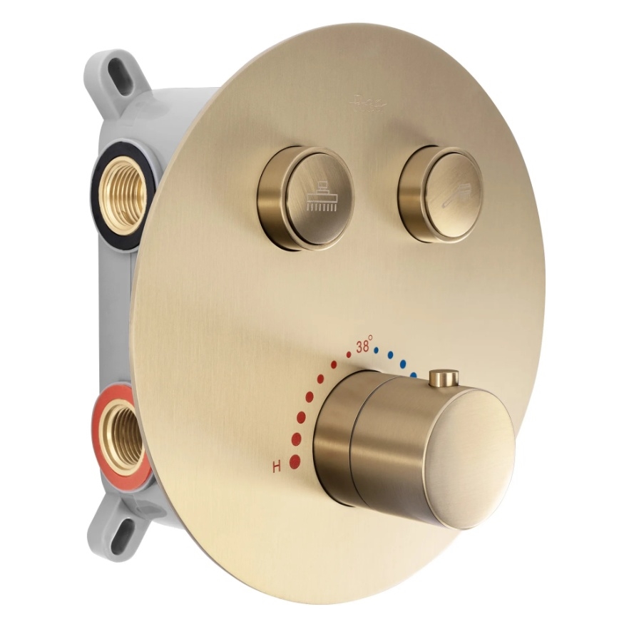 REA-P8551 - Душовий комплект з термостатичним вбудованим змішувачем LUNGO, шліфоване золото